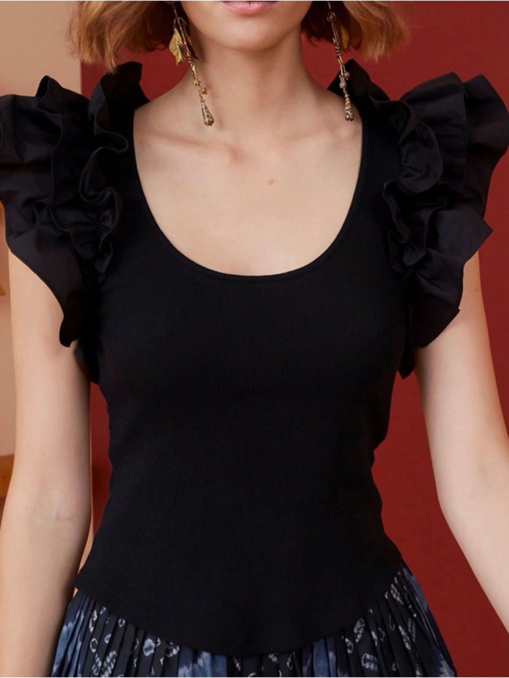 Ulla Johnson ribbed ruffle top